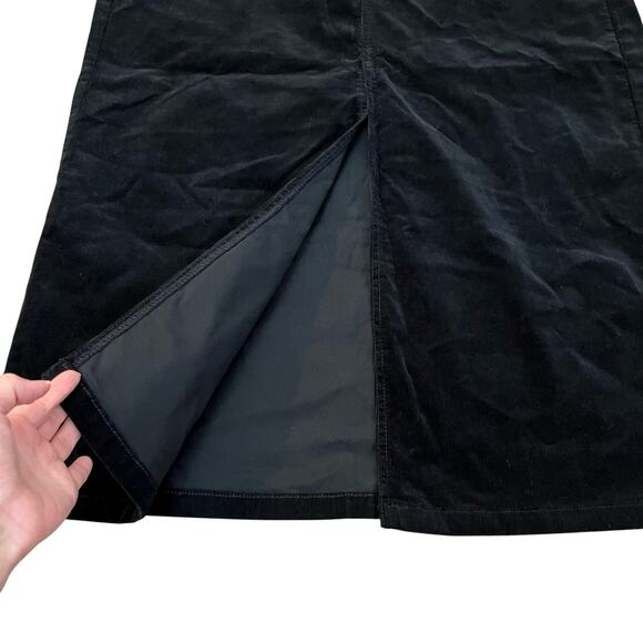 NYDJ High Waisted Corduroy Maxi Skirt Size 12 Black Straight Fit Front Slit - Picture 4 of 12